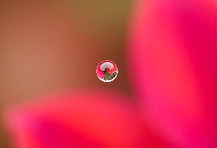 Natures Reflection Close Up of a Water Droplet